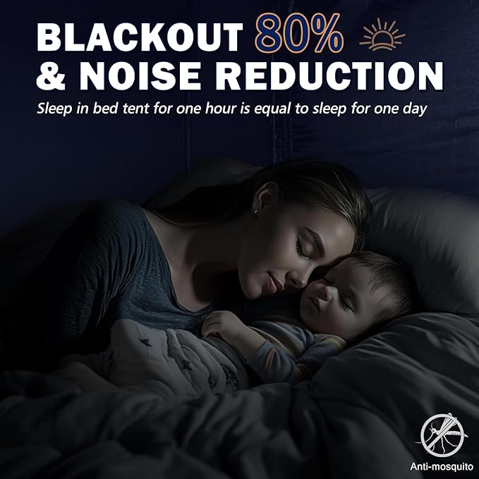 Bed Tent Bed Canopy BunkTwin Size Tents for Adult and Kids- Original Design Portable Dream Tent Indoor Sleeping Tents 80% Blackout with 3 Doors Breathable Big Space Tents