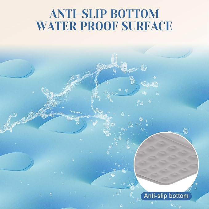 Queen Air Mattress with Built in Pump, Self Inflatable Air Bed Queen, 18" Height Portable Mattress, Blow up Airbed for Camping and Guests. (18" Height, Light Blue).