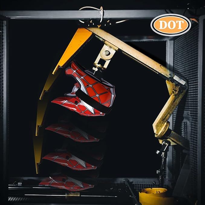 TCT-MOTORPARTS DOT Youth Kids Motorcycle Four Wheeler Riding Racing Helmets Motocross ATV Helmets Offroad Street Dirt Bike Go-Kart BMX MX Full Face Helmet Red Spider Samll Size