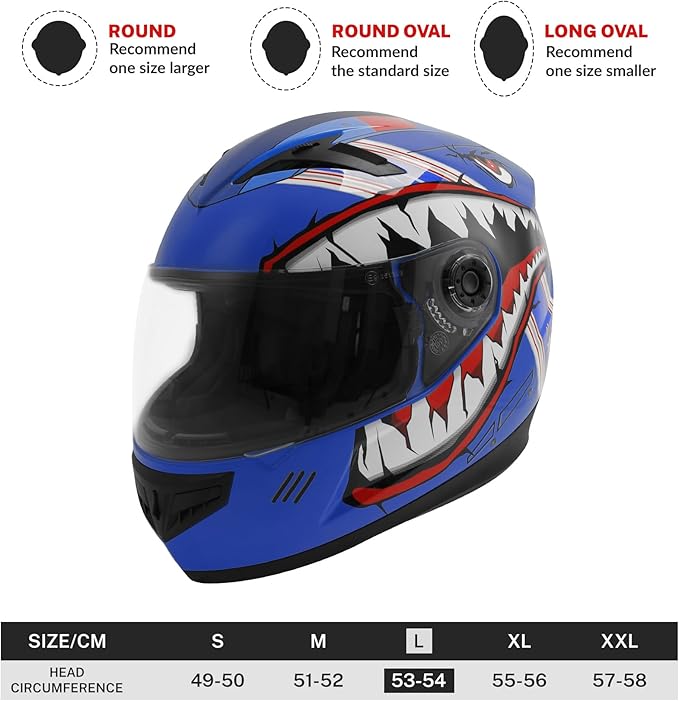 TCT-MOTORPARTS DOT Youth Four Wheeler Helmet Kids Motocross ATV Helmet Full Face Helmets for Offroad Street Dirt Bike Go-Kart BMX MX Gray Shark Mouth Large