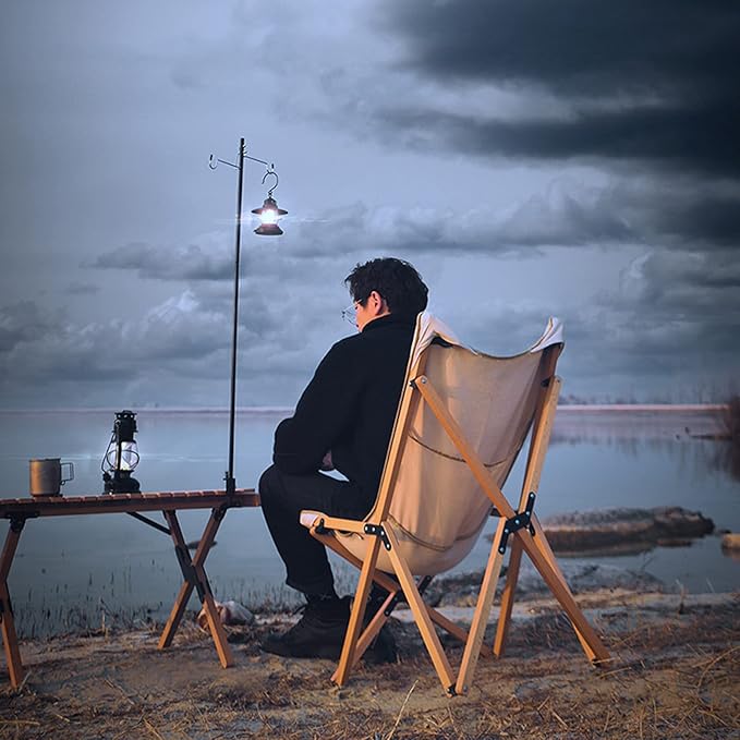 Folding Camping Lantern Stand Pole Stake Accessories, Camping Light Stand Pole Hanger Camping Equipment, Outdoor Picnic Lighting Device Gift for Men Father