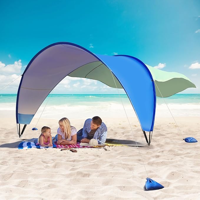 TOBTOS UPF 50+ Pop Up Beach Tent, Easy Set Up Beach Umbrella, Sun Shelter for 2-3 People UV Protection Portable Sunshade, Baby Canopy Cabana, Lightweight with Carry Bag