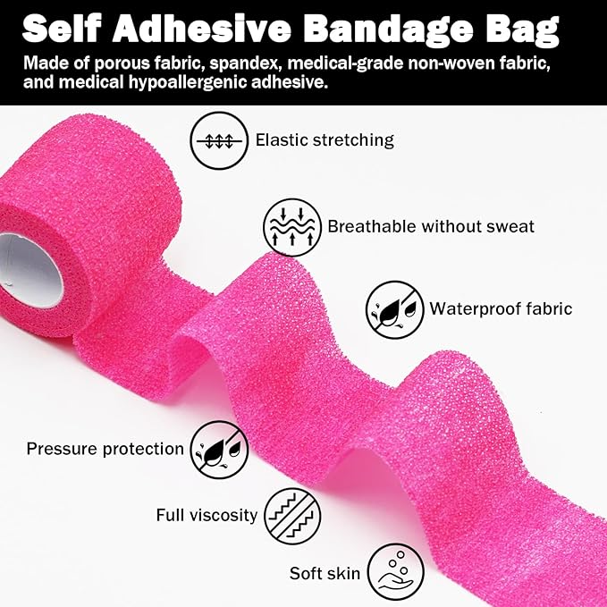 Bandages First Aid Tape Cohesive Bandage First Aid Bandages Cohesive Wrap Adhesive Bandage Self Adherent Cohesive Wrap Bandages Colorful Bandages (Mix6-B, 2-Inch)