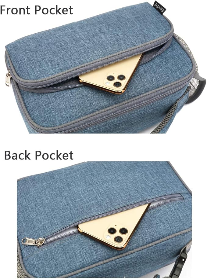 FlowFly Kids Lunch box Insulated Soft Bag Mini Cooler Back to School Thermal Meal Tote Kit for Girls, Boys,Navy