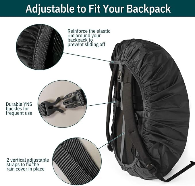 Unigear Backpack Rain Cover Waterproof Rating 5000mm, Ultraportable and Durable with 2 Anti-Slip Buckle Strap, Integrated Carry Pouch Design