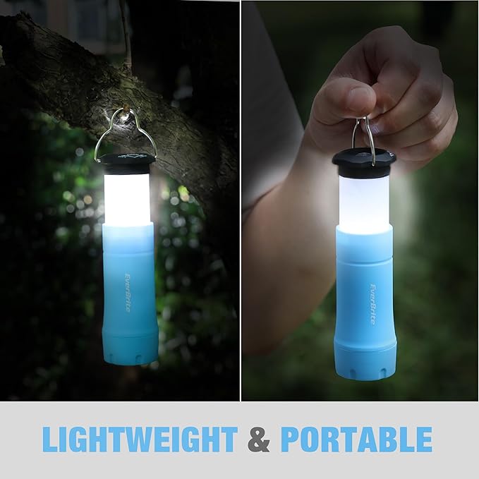 EverBrite 2-in-1 Mini Lanterns and Flashlights, Zoomable Flashlight Lantern Combo with 3 Modes, Camping Essentials, 2PC Battery Powered Lantern for Hurricane, Hiking, Home, Emergency