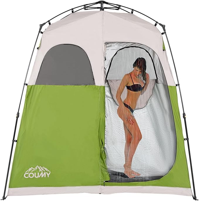Instant Pop-up Camping Shower Tent Privacy Shelter with 1 Room/2 Rooms, Portable Outdoor Shower, Changing Room, Sun Shelter for Camping, Beach Hiking, and Fishing