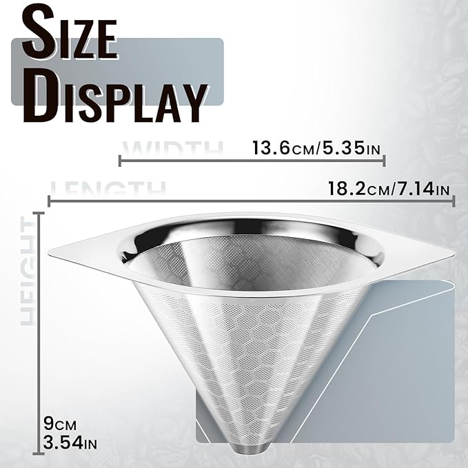 Coffee Filters Perfect Compatible for Chemex 6,8,10 Cup Glass Coffeemaker,Suitable for Bodum & Hario V60,Reusable Stainless Steel Coffee Dipper -Best Coffee Maker and Bar Accessories