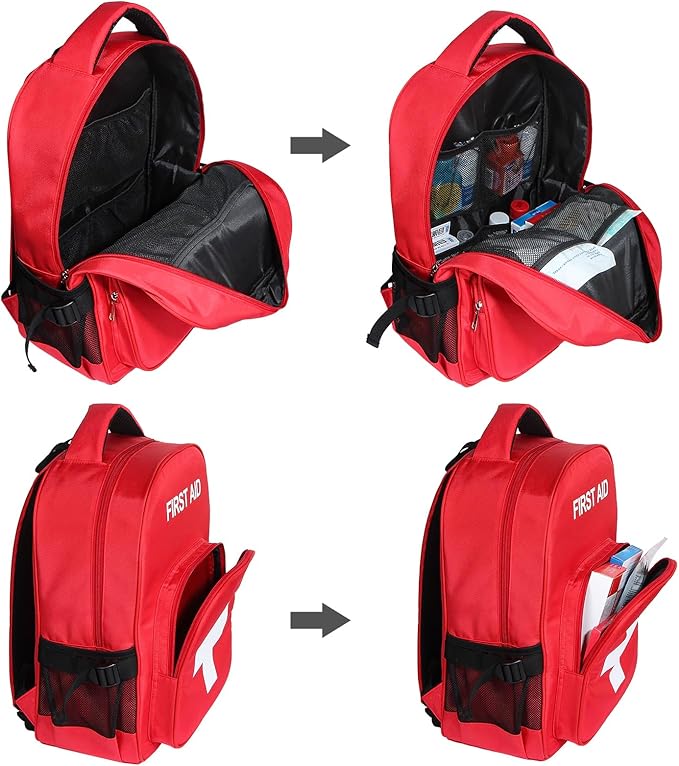 Empty First Aid Backpack, Emergency Medical Backpack with Multi-Pocket, Water-proof First Aid Bag Emergency Medical Bag, Nice for Outdoor Hiking Travel Field Trips Camping