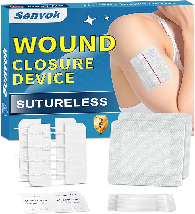 Zip Stitch Wound Closure Strips Extra Large | 2-Pack Stitchless Butterfly Bandages | Adjustable Tension for Painless Laceration Repair, Post-Surgery Care & Emergency First Aid