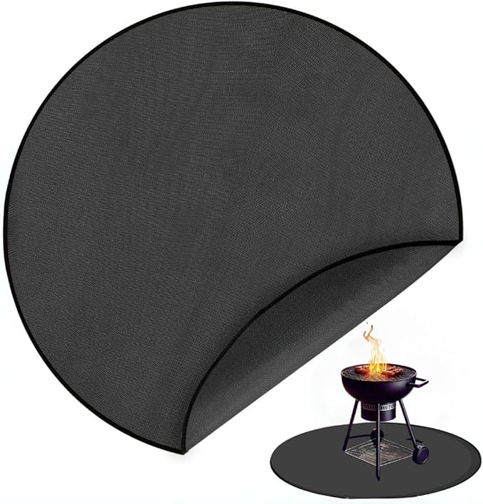Round Under Grill mat (60") for Outdoor Grill, BBQ, Smokers, kamados, Solo Stove, fireplaces/fire Pit mat. Deck, Grass, Floor and Patio Protector, Heat Resistant, Fireproof, Oil Proof, Waterproof.