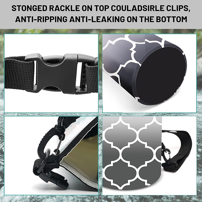 Waterproof Dry Bag,Roll Top Retro Teal Moroccan Geometric Waterproof Backpack 5L/10L/20L Floating and Lightweight Bags for Kayaking, Boating, Fishing, Swimming and Camping