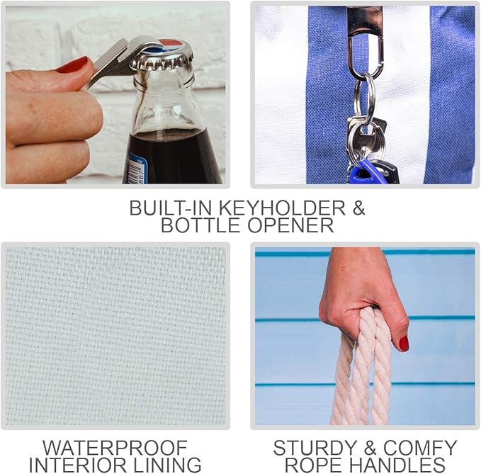 SHYLERO Beach Bag and Pool Bag. Has Airtight Pouch, Ton of Pockets. Beach Tote is Zippered, Water Resistant. Family Size