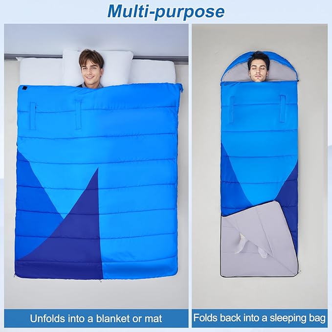 Basumee Sleeping Bags for Adults 3 Season Warm Cool Weather Wearable Camping Sleeping Bag with Compression Bag Portable Backpacking Hiking Camping Essential for Women Men Kids Teens