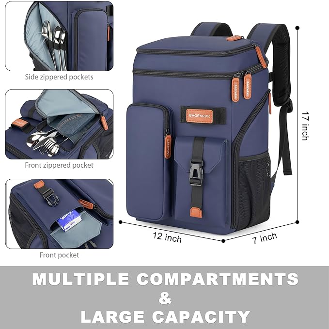 Insulated Cooler Backpack,33 Cans Multifunctional Double Deck Leakproof Cooler Bag with Sternum Strap,Large Capacity Lightweight Travel Camping Beach Backpack