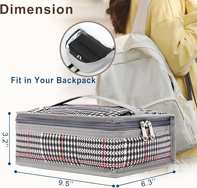 FlowFly Small Insulated Lunch box Portable Soft Bag Mini Cooler Thermal Meal Tote Kit with Handle for Work & School (W&B)