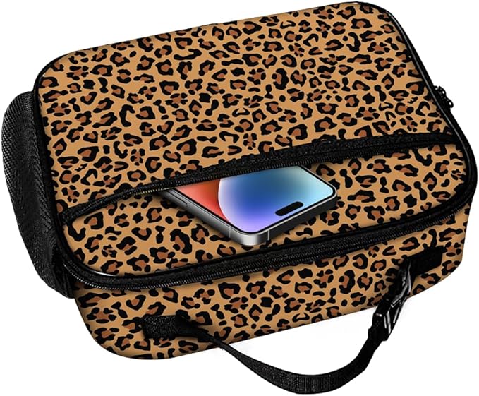 Leopard Print Lunch Bag Reusable Insulated Cheetah Lunch Box Keep Food Cooler Thermal Lunch Tote for Women Men