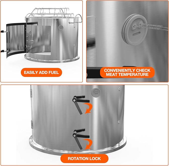 onlyfire Stainless Steel Grill Smoking Kit, Rib Hanging Attachment for Weber 18 inch Kettle Charcoal Grills - Turns Your Kettle into Smoker