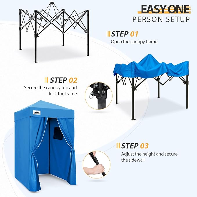 EAGLE PEAK Flex Ultra Compact 4x4 Pop-up Canopy, Sun Shelter, Changing Room, Portable Privacy Canopy Cabana for Pool, Fashion Photoshoots, or Camping, 4x4 ft, Light Blue