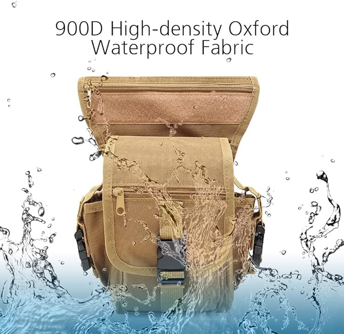 Roaring Fire Multi-Functional Waist Bag, Drop Leg Bag, Waist Pack, Tactical Military Waterproof EDC Fanny Pack for Trekking, Outdoor, Hiking, Motorcycling, Cycling, Traveling, Sling Chest Shoulder Bag