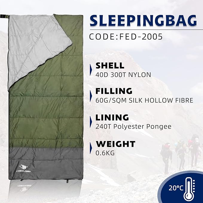 Envelope Sleeping Bag, Three Seasons Constant Temperature Sleeping Bag, Suitable for All Ages, Indoor Hotel Accommodation or Outdoor Travel…