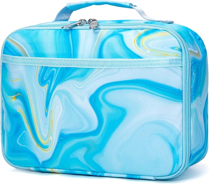 LOIDOU Lunch Box for Kids Boys Girls Insulated Lunch Bag Thermal Meal Tote Reusable Lunch Pail Bags for School Travel (Marble Blue)