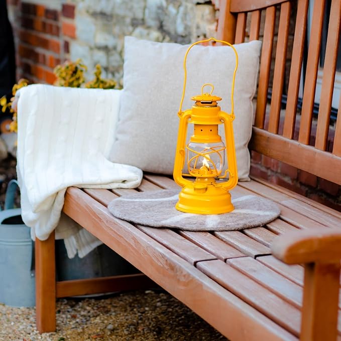 Outdoor Kerosene Fuel Lantern, German Made Weather Resistant Baby Special 276 Galvanized Hurricane Lamp for Camping or Patio, 10 Inches, Yellow