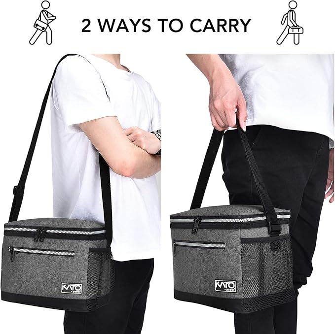 Tirrinia Insulated Lunch Box for Men/Women, Leakproof Thermal Lunch Bag for Office Picnic Work Beach Camping, Reusable Lunch Cooler Tote for Adult,Dark Grey