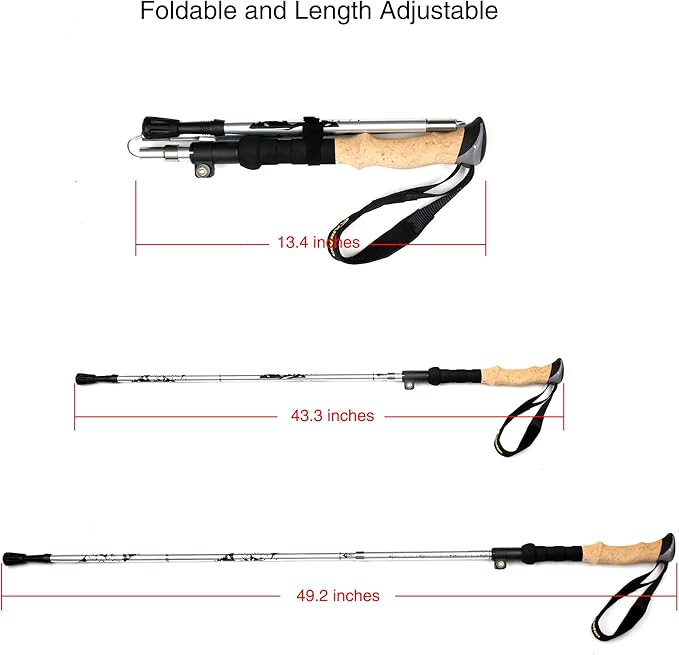 Aluminum Collapsible Ultralight Travel Trekking Hiking Pole for Men and Women