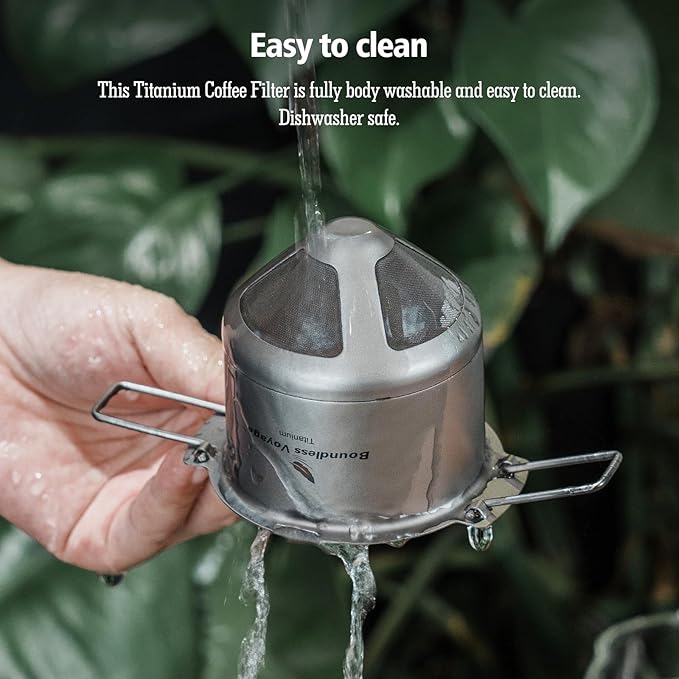 Boundless Voyage Titanium Coffee Drip Filter Reusable Pour-Over Coffee Filters Ultralight Portable Folding Hanging Ear Mini Hand Brewed Coffee Strainer