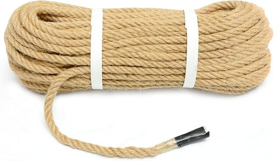 Natural Jute Rope Hemp Rope 3/8 Inch(10 mm) × 200 Ft(60 M) Strong 4 Strands Twisted Manila Thick Jute Twine for DIY Crafts, Cat Scratch Post, Gardening, Decorating, Bundle, Hanging