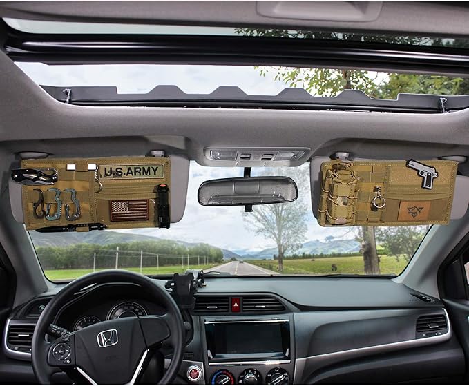 WYNEX Molle Visor Panel Organizer, Tactical Car Sun Visor Cover Molle Webbing Compatible Vehicle Visor Storage Holder Pouch