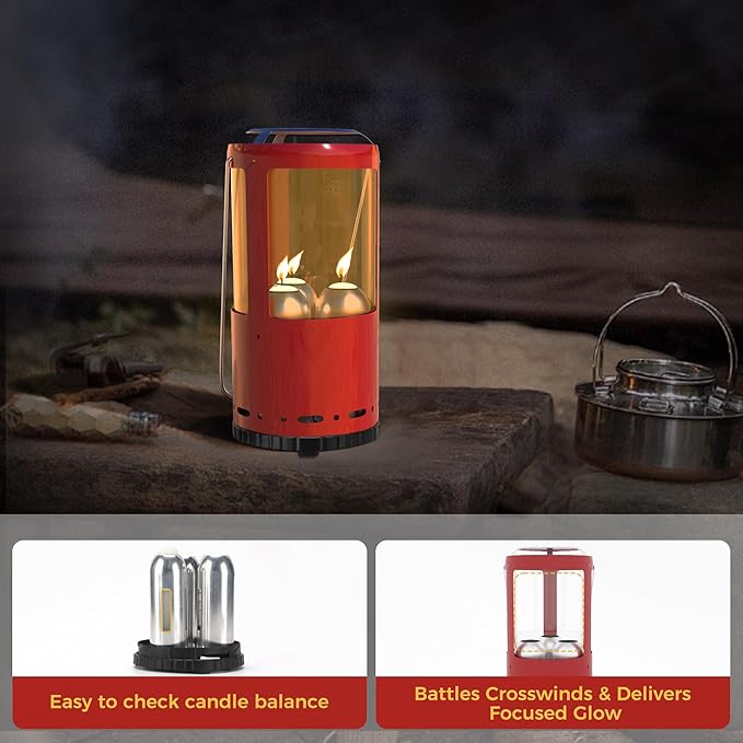 Outdoor Candle Lantern Holder for Real Candles (Candles Not Included) - Windproof Emergency Lantern with Handle, Safe for Camping, Blackouts, Decor - Survival Gear & Home Use