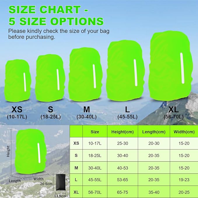 LAMA Waterproof Rain Cover for Backpack, Backpack Rain Cover with Reflective Strip and Antislip Cross Buckle Strap, Ultralight Compact Portable, for Cycling, Hiking, Camping, Traveling