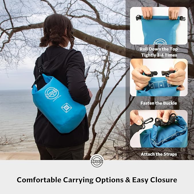 STOVER 5/10/25/30/40/55L Waterproof Dry Bag, Small Lightweight Roll Top Dry Bag Backpack w/Waterproof Phone Case, Kayaking, Travel, Hiking, Fishing, Tubing, Camping, the Beach, Men/Women (Blue)