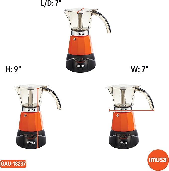 IMUSA 6 or 3cup Electric Espresso Maker, Orange