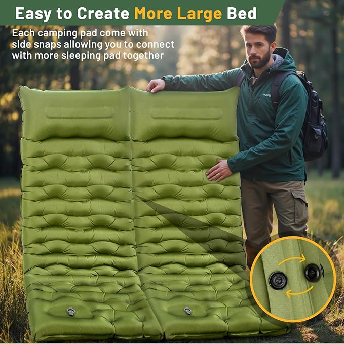 Sleeping Pad for Camping, 6" Extra Thick Camping Sleeping Pad with Pillows & Built-in Foot Pump, Ultralight Inflatable Sleeping Pads Compact for Travel Tent Hiking Camping Backpacking Car Camp Gear