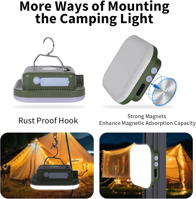 Camping Lights, Rechargeable LED Camping Lanterns, Magnetic Dimmable Lanterns for Power Outages, Camping Essentials Light for Tent, Outdoor, Hiking, Camp or Emergency