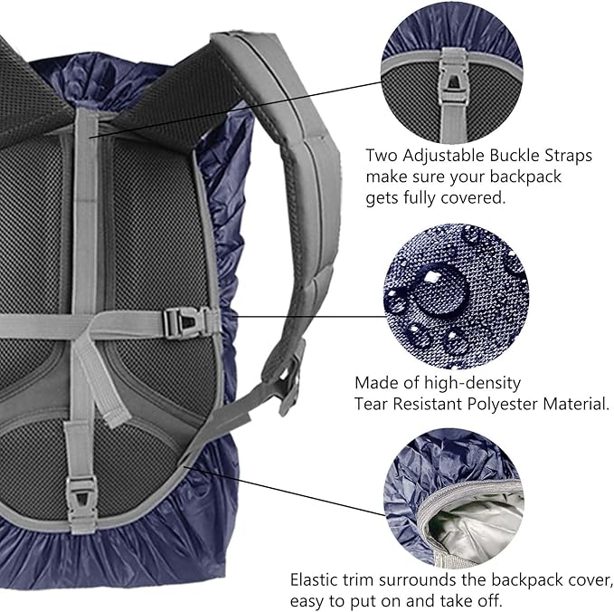 Frelaxy Waterproof Backpack Rain Cover, 8000mm Waterproof Level, Upgraded Ultra-Strong Multilayer Structure, Antislip Cross Buckle Strap, Ultralight Compact Portable, for Hiking, Camping, Traveling