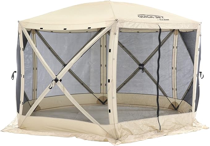 CLAM Pop Up Screen Tent, Outdoor Camping Gazebo Canopy, Escape, 11.5', Tan
