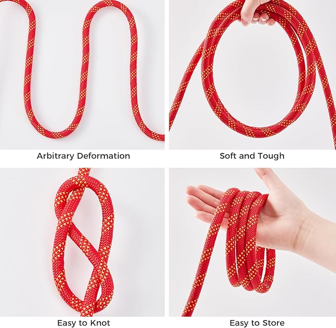 1/2 Inch 100ft Double Braided Polyester Arborist Rope, Heavy Duty Nylon Rope for Anchor, Tree Work, Cargo, Pulling, Sailing(Red)
