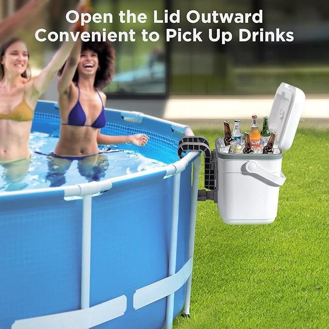 Portable Pool Cooler, Insulated Hard Cooler with Handle, Styrofoam Insulation, Keeps Drinks Cold Up to 72 Hours, Perfect for Poolside, Camping, Fishing, Above Ground Pool Accessories