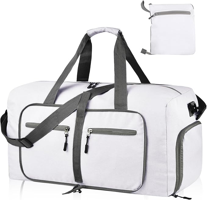 Dimayar 115L Travel Duffle Bag for Men Women - Foldable Duffel Bag with Shoes Compartment - Overnight Bags Waterproof & Tear Resistant(White)