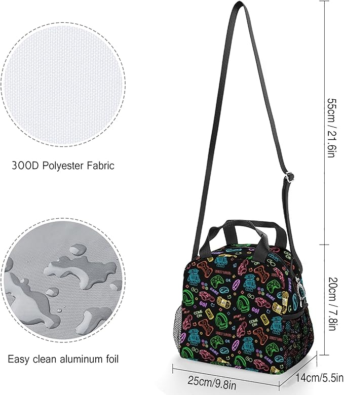 Lunch box Kids,Insulated Cat Lunch Bag Cute Small Pink Lunch Totebag Reusable Leakproof Corgi Lunch Bag With Shoulder Strap for Girls Boys Women School Work Picnic (robot)