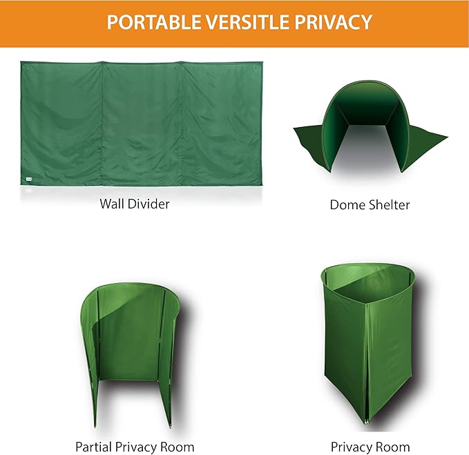 WallUp The Instant Outdoor Privacy Product, Versatile Privacy Tent, Works as a Privacy Screen, Wall Divider, Shelter, and Enclosure, Weather-Resistant, Durable, UV-Treated Cloth, 6' x 12', Green