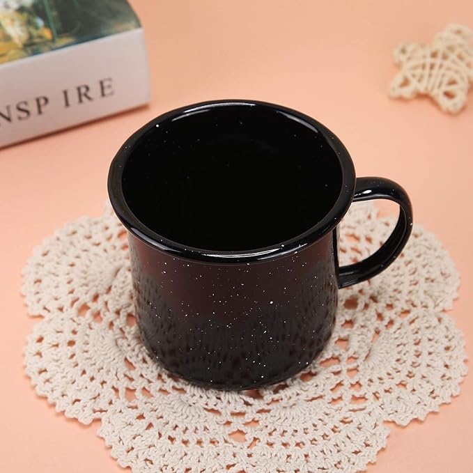 2 pcs 16oz Outdoor Mugs - Enamel Coffee Tea Camping Cup Mugs - Portable & Reusable (Blue-2 pcs)