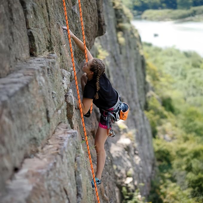 Double Braided Arborist Rigging Rope - 3/8 in X 100 ft 48 Strands Outdoor Pulling Heavy Duty Polyester Bull Rope for Swing Tree Work Camping Rescue Hiking - Orange