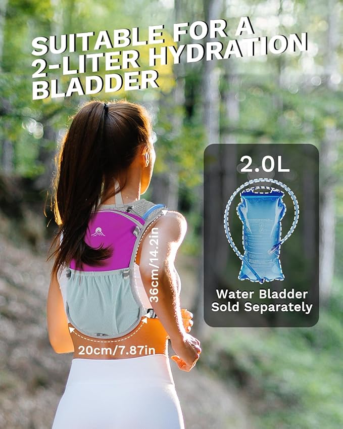 Running Vest for Women and Men, Hydration Backpack for Runners, Trail, Hiking, Biking and Walking, with Front Phone Holder, Adjustable Chest and Waist Strap