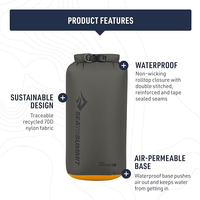 Sea to Summit eVac Dry Bag, Roll-Top Compression Sack, 20 Liter, Turkish Tile Blue