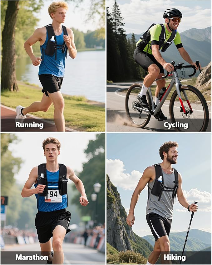 Running Hydration Vest for Women Men,Lightweight Breathable Hydration Pack with 500ml Soft Flask, Adjustable Chest Straps Reflective Backpack for Trail Running Marathon Race Jogging Cycling